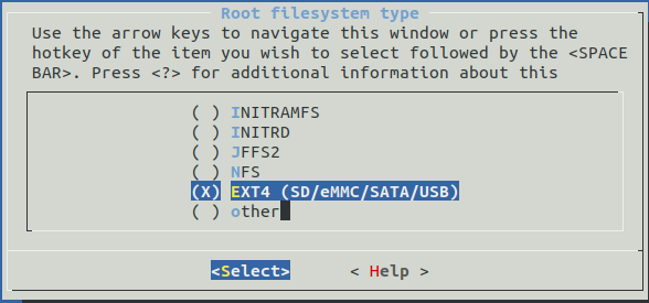Root filesystem type